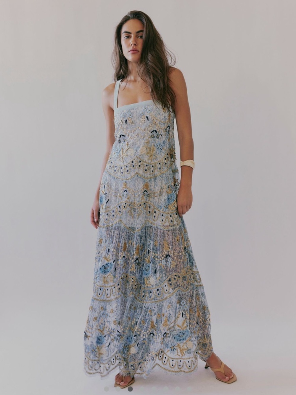Free People Light Blue Floral Lace Maxi Dress